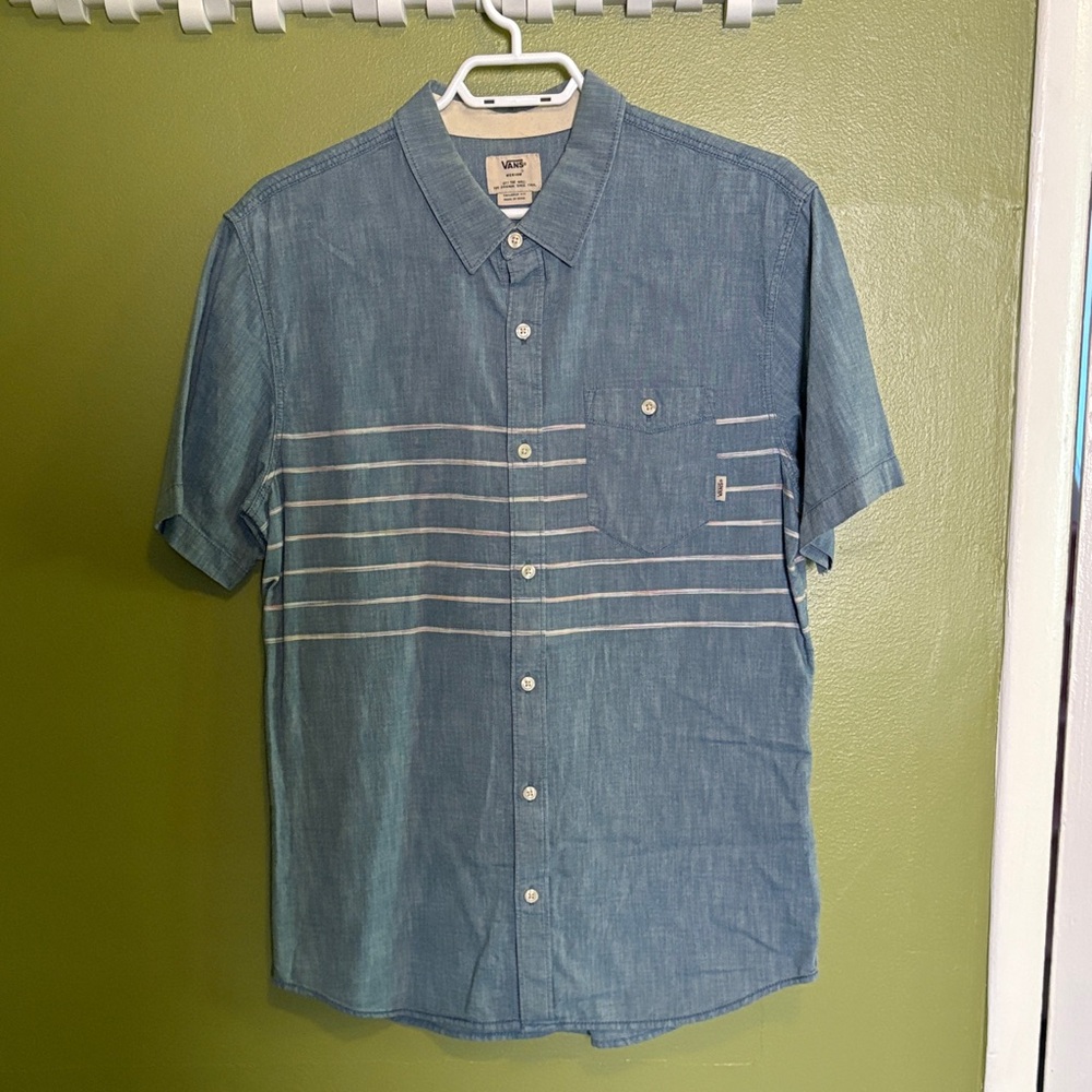 Vans Blue Striped Casual Button Down Shirt circa 2019